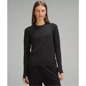 LULULEMON ribbed crew neck long sleeve black athletic rest less shirt